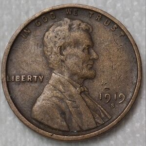 1919 San Francisco Minted Copper Lincoln Wheat Penny